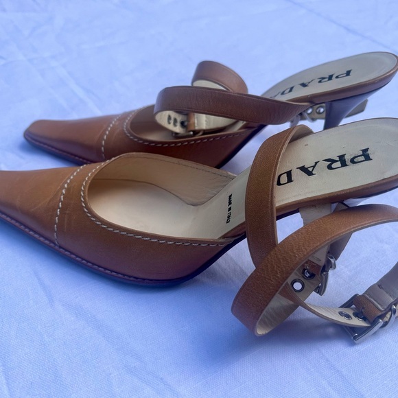 Vintage prada slingback pointed leather heel - Picture 2 of 5